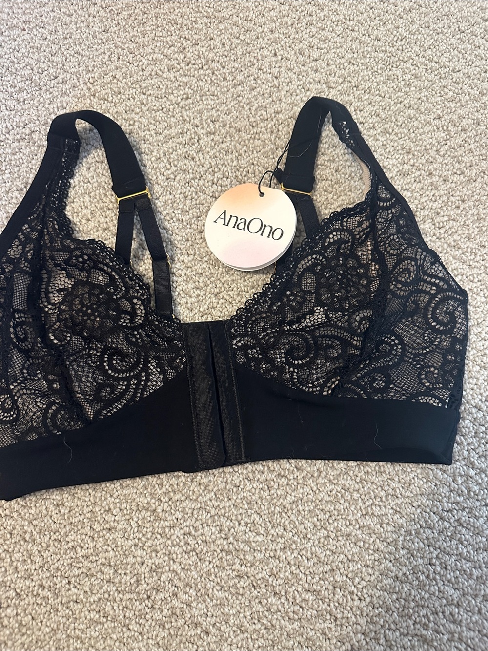 AnaOno Black Lace Front-Closure Bralette